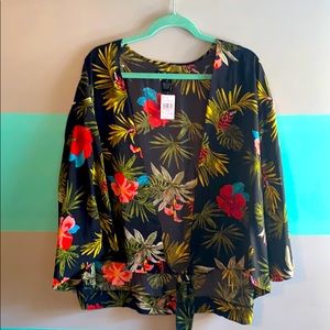 Black tropical shawl